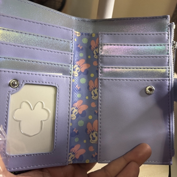 Loungefly Disney Purple and Blue Sequin Bow Wallet - Picture 4 of 4
